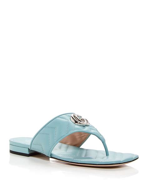 Gucci Women's Double G Quilted Thong Sandals 